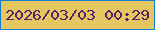 文字の大きさ：1、枠の色：157dd0、背景の色：e3c761、文字の色：582165 無料ブログパーツのブログ時計