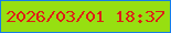 文字の大きさ：5、枠の色：157de9、背景の色：97df11、文字の色：de1e17 無料ブログパーツのブログ時計