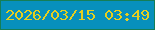 文字の大きさ：2、枠の色：157e56、背景の色：0790bc、文字の色：e5cf1f 無料ブログパーツのブログ時計