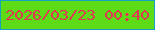 文字の大きさ：2、枠の色：15a2c1、背景の色：5ddb17、文字の色：e03752 無料ブログパーツのブログ時計