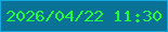 文字の大きさ：1、枠の色：15a7e0、背景の色：0a7297、文字の色：21fb3b 無料ブログパーツのブログ時計