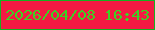 文字の大きさ：1、枠の色：15b220、背景の色：f31a43、文字の色：3cd223 無料ブログパーツのブログ時計