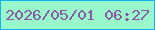 文字の大きさ：3、枠の色：15b2ef、背景の色：98f7cb、文字の色：8b59a2 無料ブログパーツのブログ時計