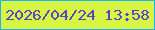 文字の大きさ：3、枠の色：15b6fd、背景の色：d8f544、文字の色：5744cd 無料ブログパーツのブログ時計