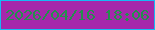 文字の大きさ：3、枠の色：15baf5、背景の色：a527ab、文字の色：248f4d 無料ブログパーツのブログ時計