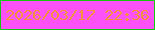 文字の大きさ：1、枠の色：15c80f、背景の色：fc50f9、文字の色：f09342 無料ブログパーツのブログ時計