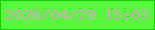 文字の大きさ：2、枠の色：15ce06、背景の色：56f73d、文字の色：dca3c6 無料ブログパーツのブログ時計