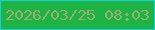 文字の大きさ：2、枠の色：15cfde、背景の色：1eb445、文字の色：9caf6e 無料ブログパーツのブログ時計