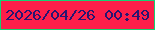 文字の大きさ：5、枠の色：15d173、背景の色：fd1e4a、文字の色：271571 無料ブログパーツのブログ時計