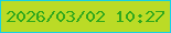 文字の大きさ：3、枠の色：15d1e5、背景の色：bbdb26、文字の色：31a81c 無料ブログパーツのブログ時計