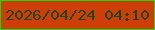 文字の大きさ：3、枠の色：15da14、背景の色：cd3e09、文字の色：25460e 無料ブログパーツのブログ時計