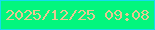文字の大きさ：4、枠の色：15dbf0、背景の色：03f67e、文字の色：e7c792 無料ブログパーツのブログ時計