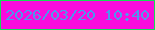 文字の大きさ：4、枠の色：15de55、背景の色：f90cdd、文字の色：4d98ed 無料ブログパーツのブログ時計