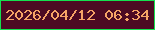 文字の大きさ：2、枠の色：15df4f、背景の色：4c0a23、文字の色：f6a366 無料ブログパーツのブログ時計
