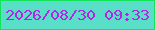 文字の大きさ：3、枠の色：15e25b、背景の色：59dfc7、文字の色：b425e8 無料ブログパーツのブログ時計