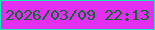 文字の大きさ：1、枠の色：15ebb7、背景の色：e32ff1、文字の色：036d29 無料ブログパーツのブログ時計