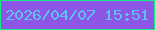 文字の大きさ：3、枠の色：15ec87、背景の色：8d56e4、文字の色：5ac4f2 無料ブログパーツのブログ時計
