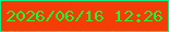 文字の大きさ：5、枠の色：15ed85、背景の色：f43d07、文字の色：1bfd37 無料ブログパーツのブログ時計