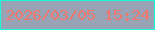 文字の大きさ：5、枠の色：15fbd8、背景の色：98a3b5、文字の色：f1766c 無料ブログパーツのブログ時計