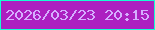 文字の大きさ：4、枠の色：15fed2、背景の色：ac20c0、文字の色：d5aeff 無料ブログパーツのブログ時計