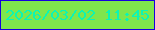 文字の大きさ：5、枠の色：1600df、背景の色：7fe64d、文字の色：0bf5b5 無料ブログパーツのブログ時計
