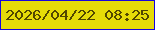 文字の大きさ：5、枠の色：1604dd、背景の色：e5db08、文字の色：514700 無料ブログパーツのブログ時計