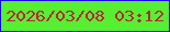 文字の大きさ：4、枠の色：1604e9、背景の色：56ef31、文字の色：b92637 無料ブログパーツのブログ時計