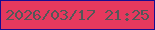 文字の大きさ：2、枠の色：160c91、背景の色：e5395e、文字の色：545758 無料ブログパーツのブログ時計