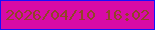 文字の大きさ：4、枠の色：160ffc、背景の色：d80ba6、文字の色：914528 無料ブログパーツのブログ時計