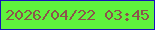 文字の大きさ：2、枠の色：1613bb、背景の色：5ff33d、文字の色：8c534c 無料ブログパーツのブログ時計
