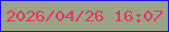 文字の大きさ：2、枠の色：1613f6、背景の色：9ba487、文字の色：e83364 無料ブログパーツのブログ時計