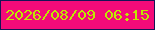 文字の大きさ：5、枠の色：161456、背景の色：f40b79、文字の色：bee802 無料ブログパーツのブログ時計