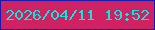 文字の大きさ：2、枠の色：161ab2、背景の色：ce2262、文字の色：13e3dc 無料ブログパーツのブログ時計