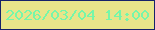 文字の大きさ：2、枠の色：16216a、背景の色：e8e48a、文字の色：76f6a9 無料ブログパーツのブログ時計