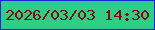 文字の大きさ：4、枠の色：1622dc、背景の色：2fce88、文字の色：880a0b 無料ブログパーツのブログ時計