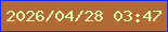 文字の大きさ：1、枠の色：162af4、背景の色：b16935、文字の色：e7f7b2 無料ブログパーツのブログ時計