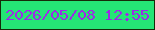 文字の大きさ：5、枠の色：162b08、背景の色：25e575、文字の色：9d2ae7 無料ブログパーツのブログ時計
