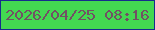 文字の大きさ：4、枠の色：162c8d、背景の色：43d851、文字の色：725064 無料ブログパーツのブログ時計