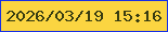 文字の大きさ：2、枠の色：162fe6、背景の色：fbd541、文字の色：373c11 無料ブログパーツのブログ時計