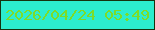 文字の大きさ：3、枠の色：16320e、背景の色：2cedce、文字の色：7cdc28 無料ブログパーツのブログ時計
