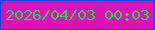 文字の大きさ：3、枠の色：1640e7、背景の色：da12ba、文字の色：34d452 無料ブログパーツのブログ時計