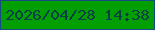 文字の大きさ：1、枠の色：164b84、背景の色：019f02、文字の色：073f45 無料ブログパーツのブログ時計