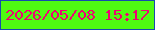 文字の大きさ：4、枠の色：164baf、背景の色：4ffa12、文字の色：f00273 無料ブログパーツのブログ時計