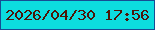文字の大きさ：4、枠の色：164d94、背景の色：0cdddf、文字の色：4c1507 無料ブログパーツのブログ時計