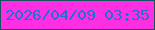 文字の大きさ：3、枠の色：165360、背景の色：fe2ee3、文字の色：1c72cb 無料ブログパーツのブログ時計