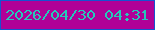 文字の大きさ：3、枠の色：1653d0、背景の色：b00197、文字の色：26c9ba 無料ブログパーツのブログ時計