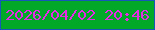 文字の大きさ：4、枠の色：1658b9、背景の色：02a929、文字の色：e62be7 無料ブログパーツのブログ時計