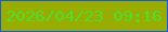 文字の大きさ：2、枠の色：165ae0、背景の色：98ac01、文字の色：4edf2e 無料ブログパーツのブログ時計