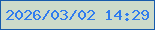 文字の大きさ：3、枠の色：165bab、背景の色：ccdbca、文字の色：307cee 無料ブログパーツのブログ時計
