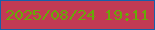 文字の大きさ：3、枠の色：1660aa、背景の色：c23a54、文字の色：68a908 無料ブログパーツのブログ時計